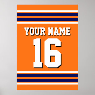 Poster Citrouille Orange avec Marine White Stripes Team J