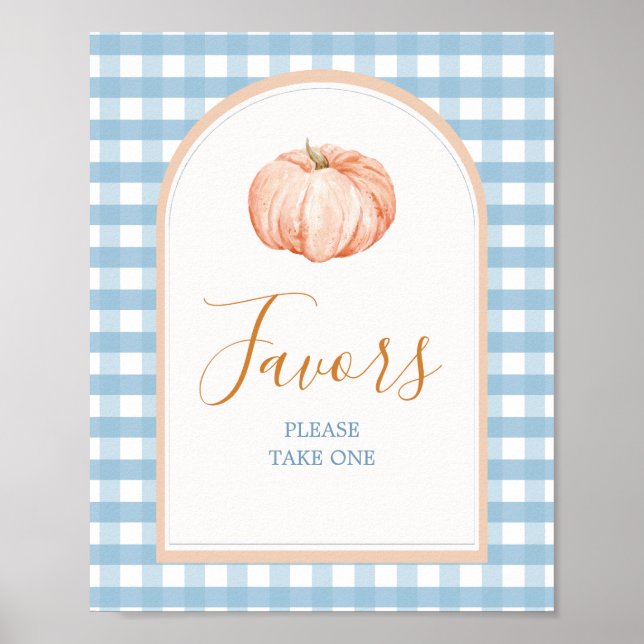 Poster Citrouille orange Boho Blue En vichy Faveurs Signa (Devant)