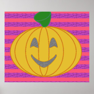 Poster Citrouille orange moderne grande Halloween joyeuse