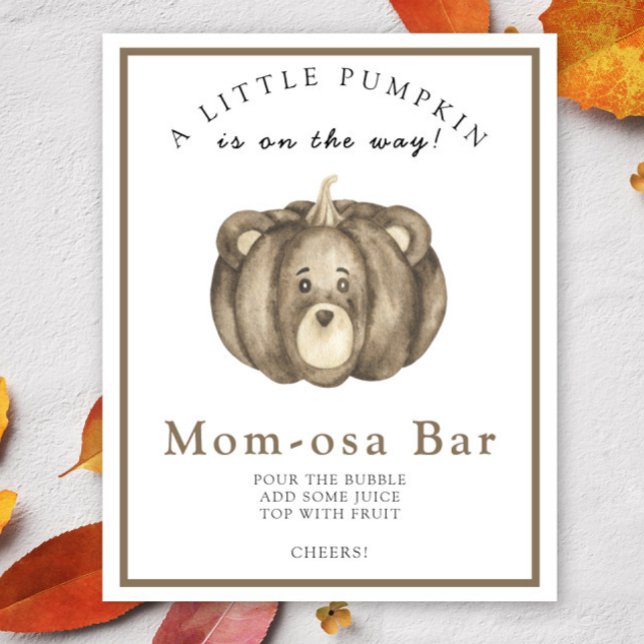 Poster Citrouille ours baby shower Momosa bar (Créateur téléchargé)