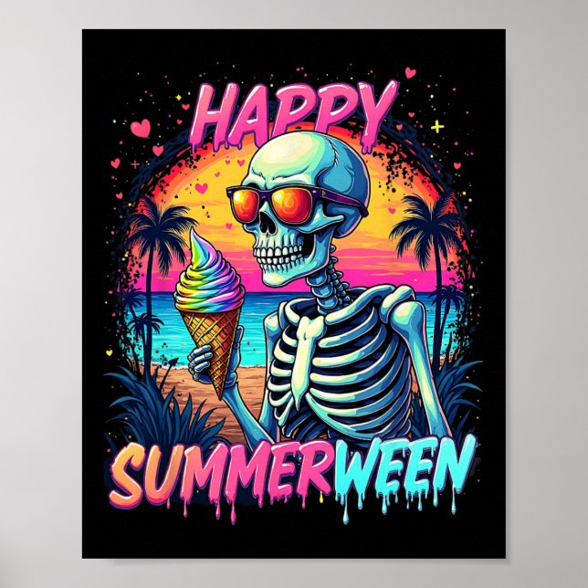 Poster Citrouille Pastèque d'Été Joyeux Summerween  (Devant)