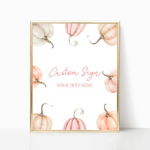 Poster Citrouille rose Automne Automne Panneau personnali