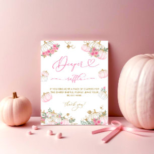 Poster Citrouille rose Baby shower floral Déchets Raffle