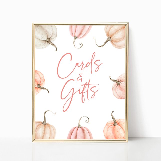 Poster Citrouille rose blanc Automne Cartes & Cadeaux Sig (Créateur téléchargé)