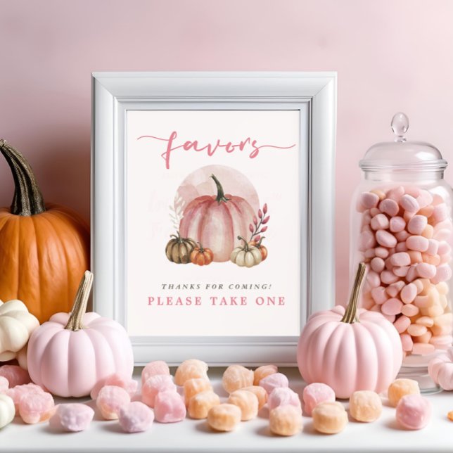 Poster Citrouille rose sucré Baby Girl Douche Faveurs ici (Créateur téléchargé)