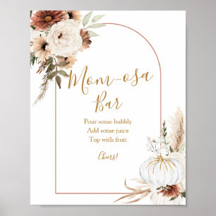 Poster Citrouille Rustic Boho Fall In Love Mom-osa Bar