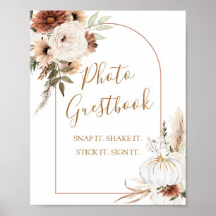 Poster Citrouille Rustic Boho Fall In love Photo Livre d'