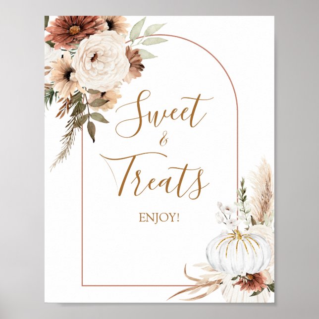 Poster Citrouille Rustic Boho Fall In love Sweet & Traite (Devant)
