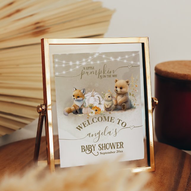 Poster Citrouille Rustic Fall Baby shower bienvenue (Créateur téléchargé)