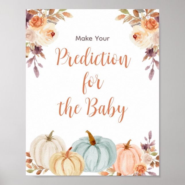 Poster Citrouille Rustic Floral Prédictions pour bébé Pos (Devant)