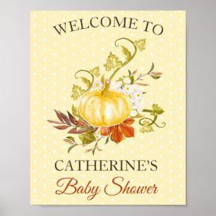 Poster Citrouille rustique Pointe Baby shower Bienvenue