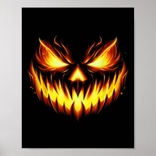 Poster Citrouille sculptée visage de Jack O Lantern effra