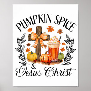 Poster Citrouille Spice Et Jésus Christ Cross Citrouille 