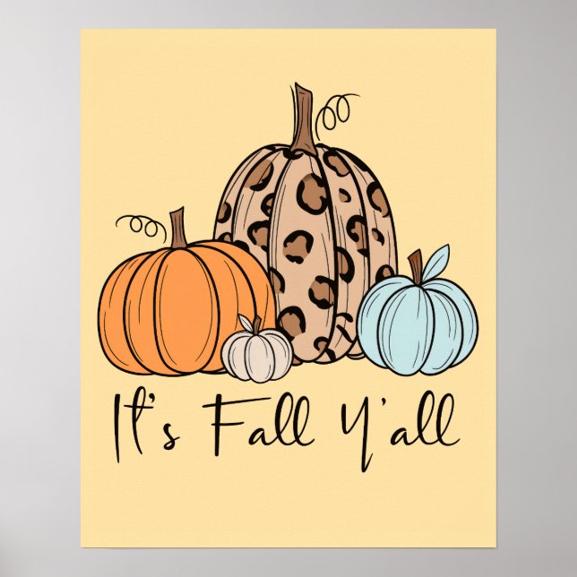 Poster Citrouille tendance automne | Citation "It’s Fall  (Devant)