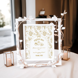 Poster Citrouille Toile Floral Neutre Baby shower personn