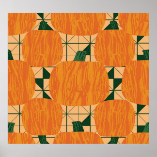 Poster Citrouille : Triangle géométrique rétro.