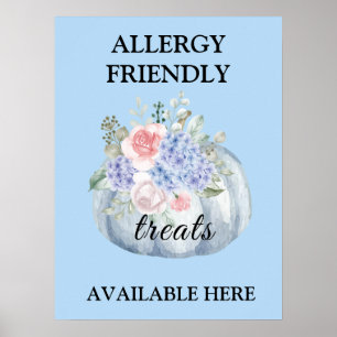 Poster Citrouille turquoise Aquarelle Allergie Traitement