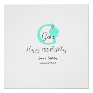Poster Citrouille vert automne anniversaire 21e pastel gr