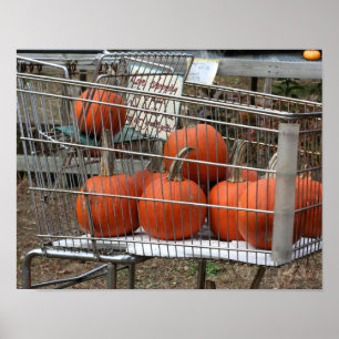 Poster Citrouilles Dans Le Pays Du Panier D'Achats Automn