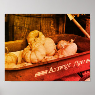 Poster Citrouilles Dans Le Vieux Wagon Sepia Vintage Dist
