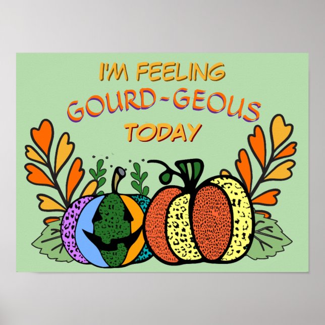 Poster Citrouilles d'automne gourdes (Devant)