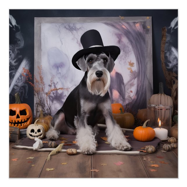 Poster Citrouilles de Schnauzer miniature Halloween (Devant)