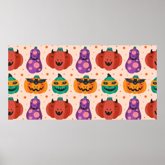 Poster citrouilles éffrayants en costumes effrayants. Joy (Devant)