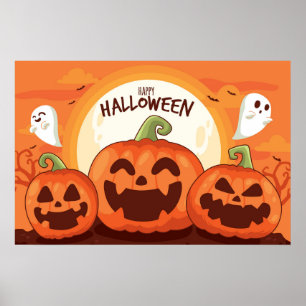 Poster Citrouilles Et Fantômes
