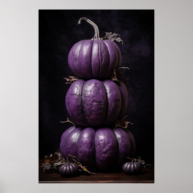 Poster Citrouilles violets empilés (Devant)
