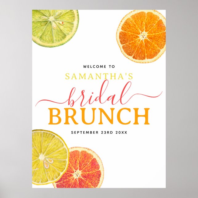 Poster Citrus Bridal Brunch Lemon Orange Fête des mariées (Devant)