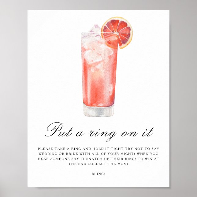 Poster Citrus bridal shower - Put a ring on it game (Devant)