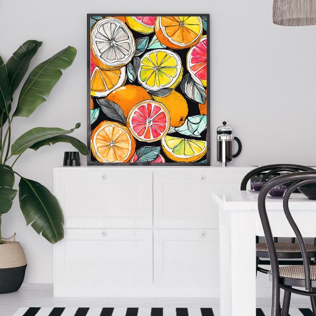 Poster Citrus coloré non encadré (Add a splash of color to any room with this vibrant piece or modern art!)