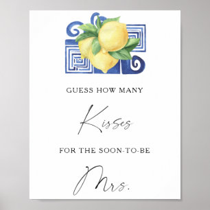 Poster Citrus - Combien de baisers jeu de baby shower