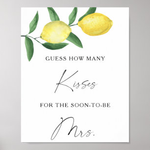 Poster Citrus - Combien de baisers jeu de baby shower