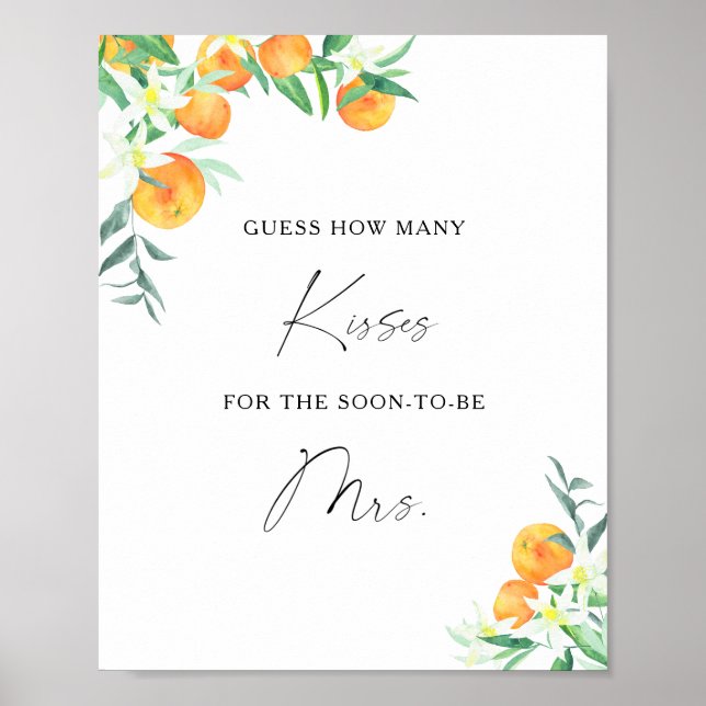 Poster Citrus - Combien de baisers jeu de baby shower de  (Devant)