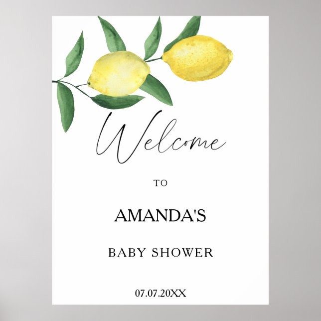 Poster Citrus de citron - signe de bienvenue baby shower (Devant)