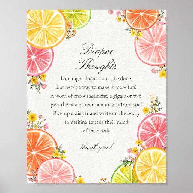 Poster Citrus Floral Petite Cutie Pensées de couche Jeu (Devant)