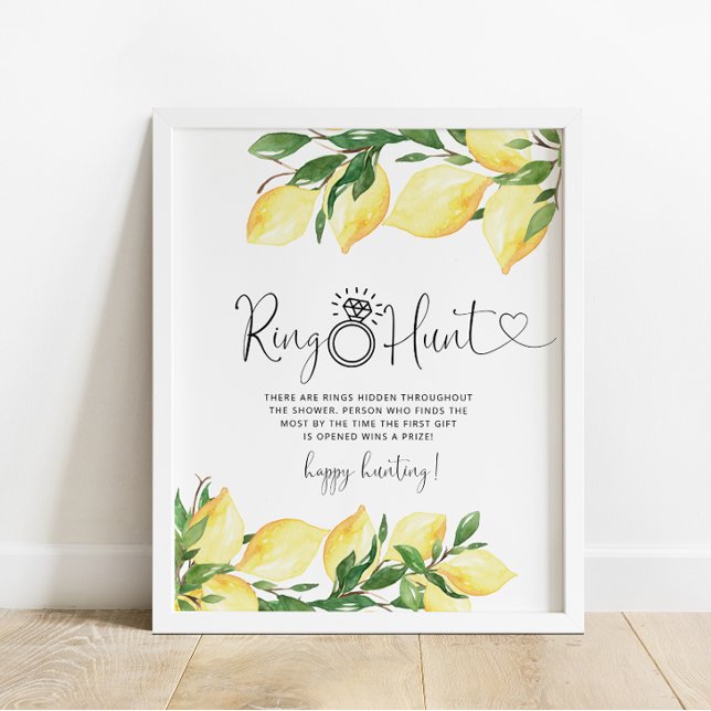 Poster Citrus Lemon Floral Ring Fête des mariées Jeu (Créateur téléchargé)
