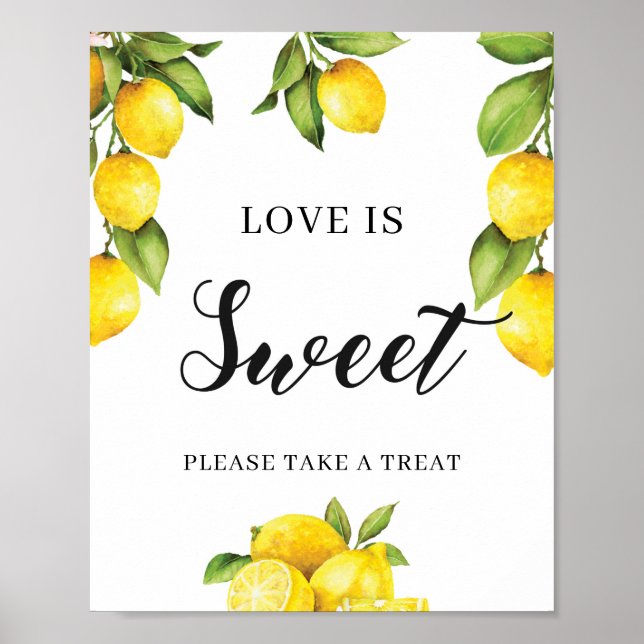 Poster Citrus Lemon Love Is Sweet Signe de Fête des marié (Devant)