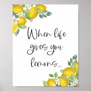 Poster Citrus Lemon Party quand la vie vous donne citrons