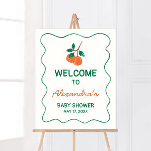 Poster Citrus Little Cutie Baby shower moderne Bienvenue