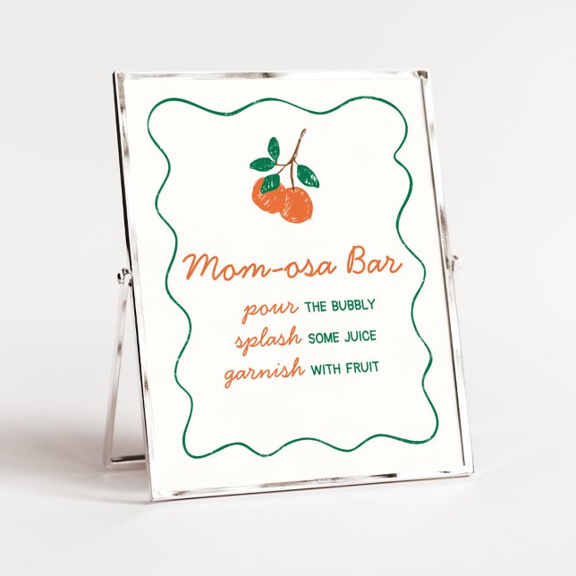 Poster Citrus Little Cutie Baby shower moderne Maman Osa  (Citrus Little Cutie Baby Shower Mom Osa Bar Sign)