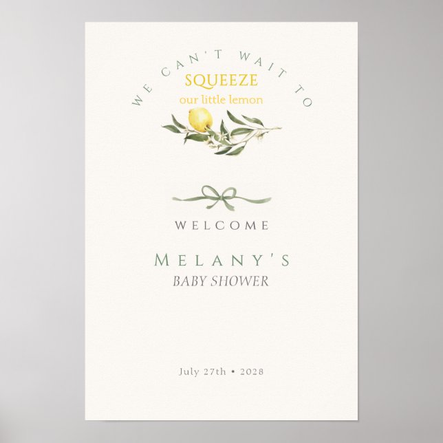 Poster Citrus Mama's Squeeze Bow Welcome Baby Shower  (Devant)