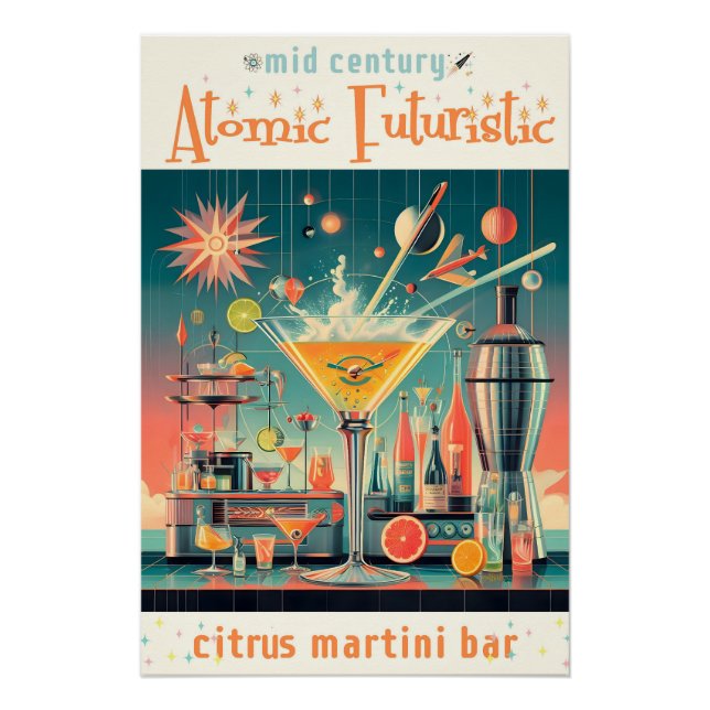 Poster Citrus Martini Bar Futuriste Atomique du milieu du (Devant)