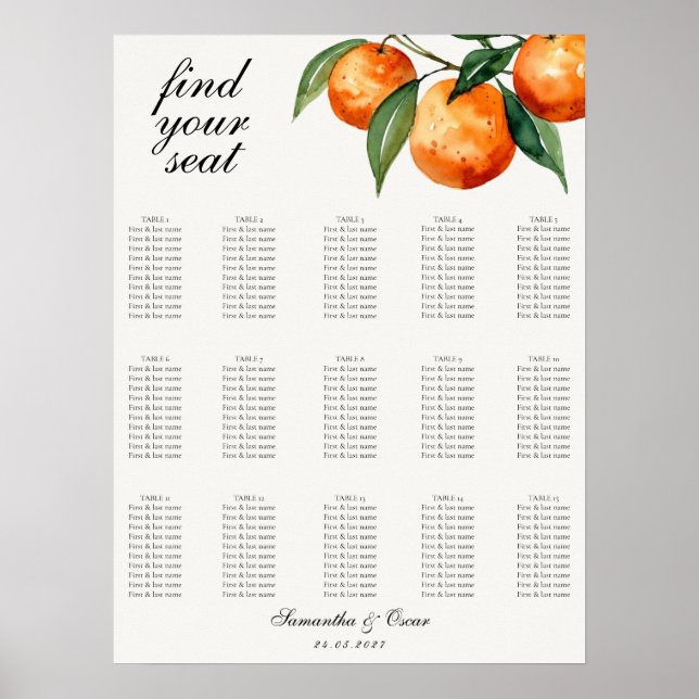 Poster Citrus Wedding Mediterranean Orange (Devant)