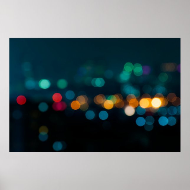 Poster City night light flur bokeh, déconcentré backgroun (Devant)