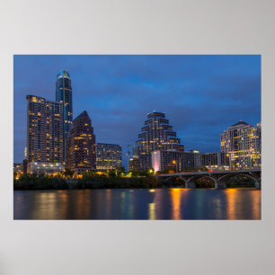 Poster City Skyline Reflète Dans Lady Bird Lake