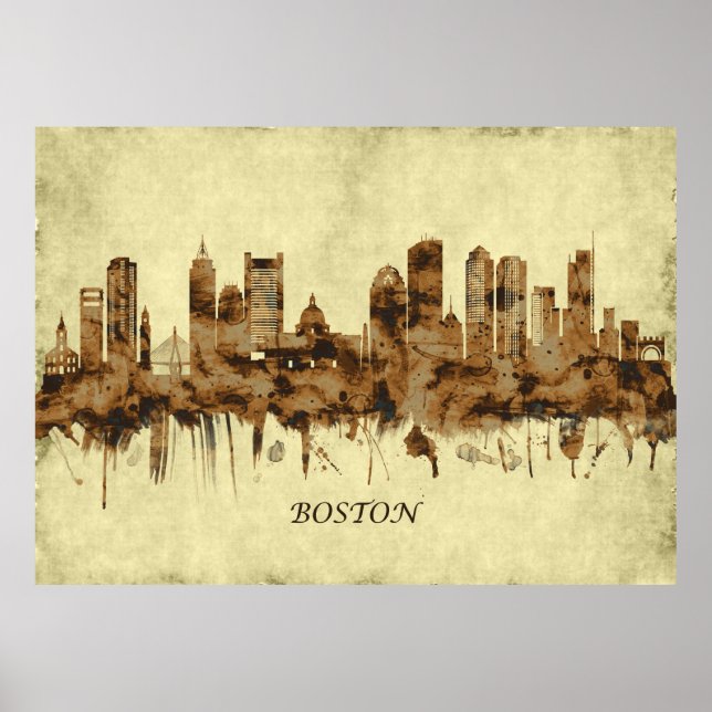Poster Cityscape de Boston Massachusetts (Devant)