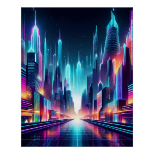 Poster Cityscape de Neon futuriste - Conception audacieus