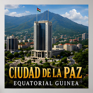 Poster Ciudad de la Paz Guinée Équatoriale Voyage Souveni